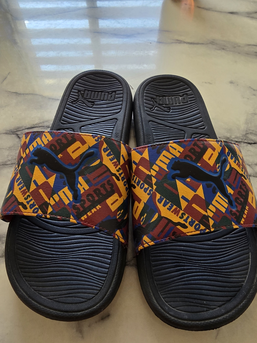 Puma Multicolor Graphic Strap Slides - Navy/Black